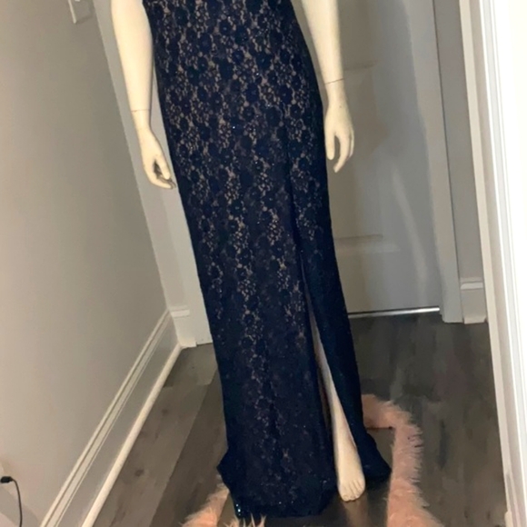 NW Woman Navy Lace Evening Gown - Picture 5 of 12